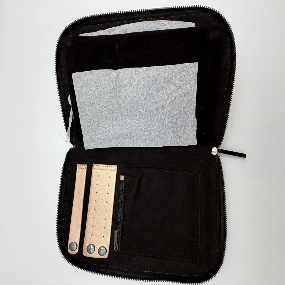 Halston Zip Around Travel Jewelry Organizer Case Faux Leather Storage Portfolio